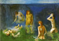 Bagnanti, 1969-’70, olio su tela, cm 50x70, Napoli, Quadreria d’Arte Contemporanea, annessa all’Istituto d’Arte “Filippo Palizzi”di Napoli